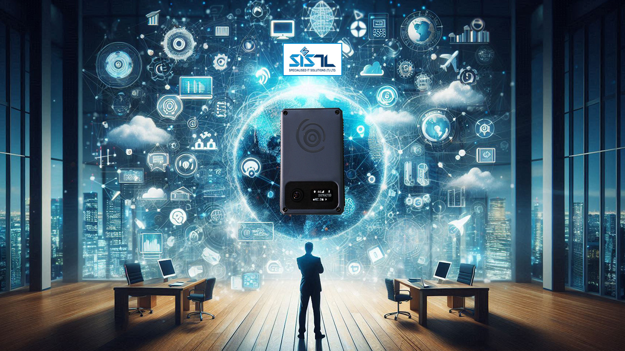 Specialised IT Solutions Ltd. Dar es Salaam, Tanzania. Cover image for a blog entitled, the Advantages of the Internet of Things for Businesses. An image of interconnected icons synchronizing AI vehicle camera and data.