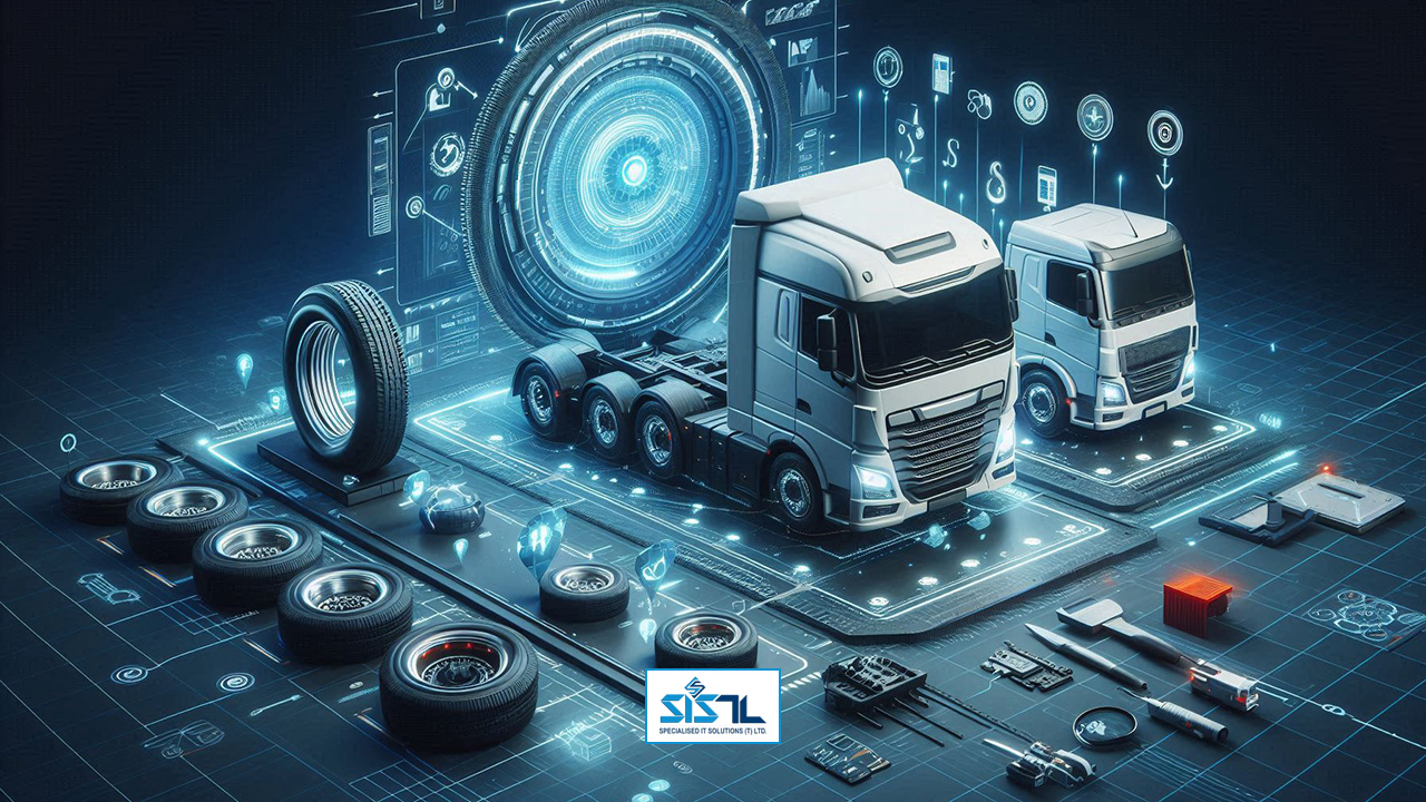 Specialised IT Solutions Ltd. Dar es Salaam, Tanzania. A cover image for the blog entitled: Tire Management System: A Vital Part of Fleet Solutions. An image of trucks, tires and tools for tire management.