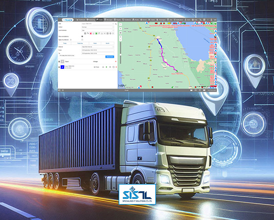 Specialised IT Solutions Ltd. Dar es Salaam, Tanzania. A cover image for the blog entitled: Road Navigation: Vehicle Tracking System Reforms Industries. An image of a truck with GPS vehicle tracking platform above.