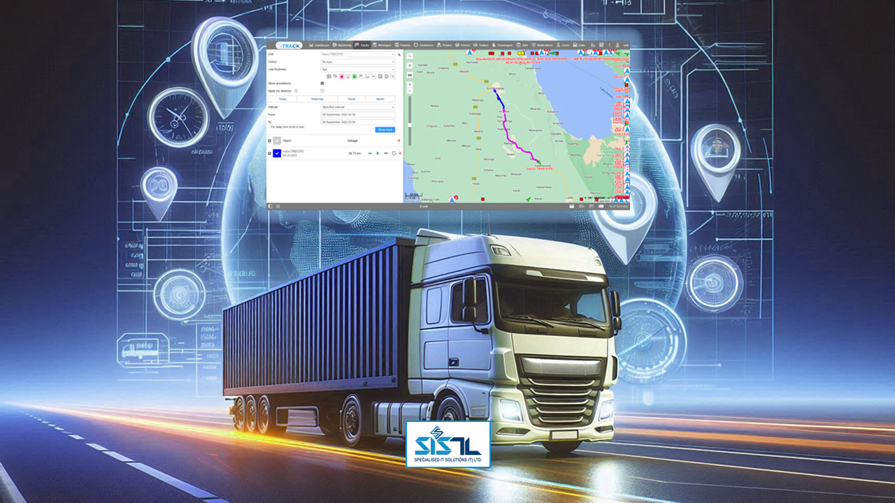 Specialised IT Solutions Ltd. Dar es Salaam, Tanzania. A cover image for the blog entitled: Road Navigation: Vehicle Tracking System Reforms Industries. An image of a truck with GPS vehicle tracking platform above.